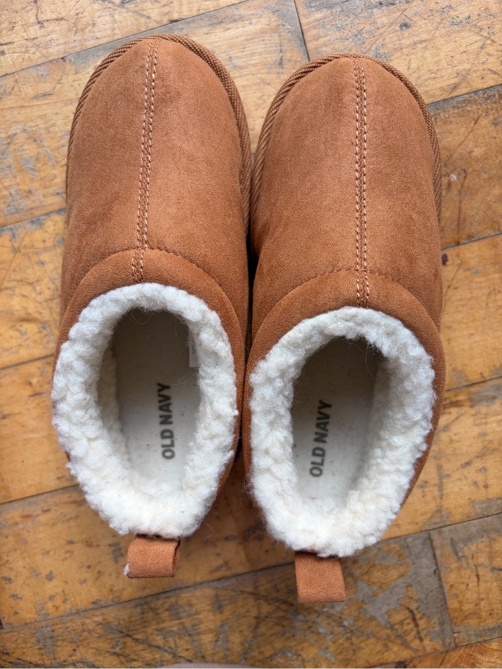 Old Navy Tan Cozy Faux-Suede Slip-On Kids Slippers Never Worn!